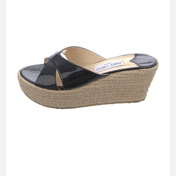 JIMMY CHOO | Black Patent Platform Espadrilles | Size 40 | 9.5 US Women’s - Picture 2 of 9